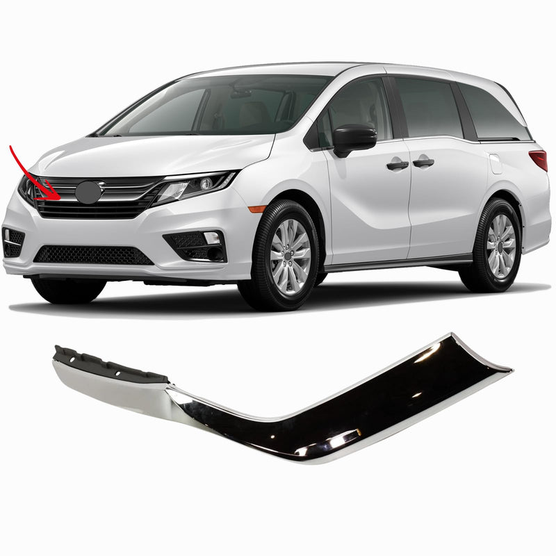 BUFEETERS Front Upper Grille Chrome Trim Grill Passenger Right Side Hand Fit For 2018 2019 2020 Honda Odyssey