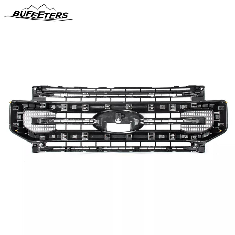 BUFEETERS Front Bumper Upper Grille Fit For 2020 2021 2022 F-250 F-350 Super Duty,Platinum Style,Brushed Satin Aluminum&Black