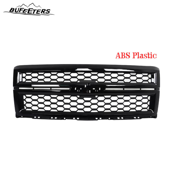 BUFEETERS Front Bumper Upper Grille Fit For 2014 2015 Chevy Silverado 1500,Honeycomb Style,Gloss Black