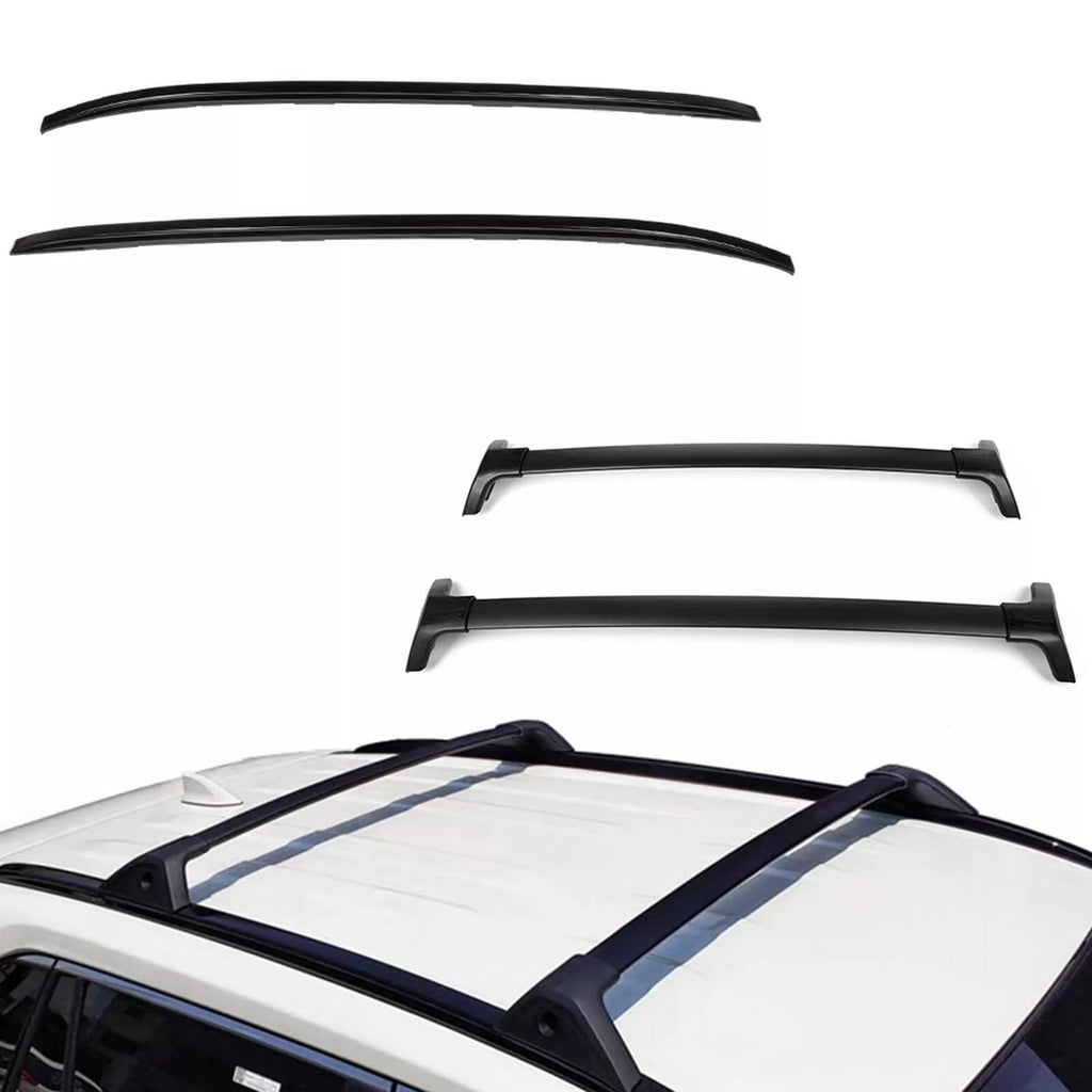 BUFEETERS Roof Rack Crossbar+Side Rails Luggage Carrier Fit For 2019 2020 Toyota RAV4,Black,165 lbs
