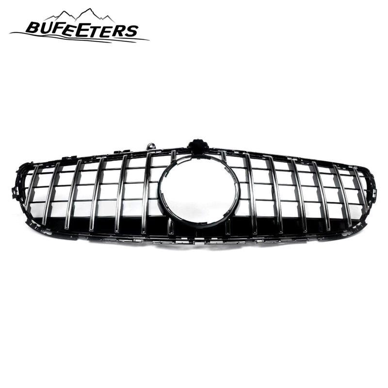 BUFEETERS  Front Bumper Upper Grille W/Camera Hole Fit For 2015 2016 2017 2018 Mercedes Benz W218 CLS400 CLS550,GTR Style,Chrome&Black