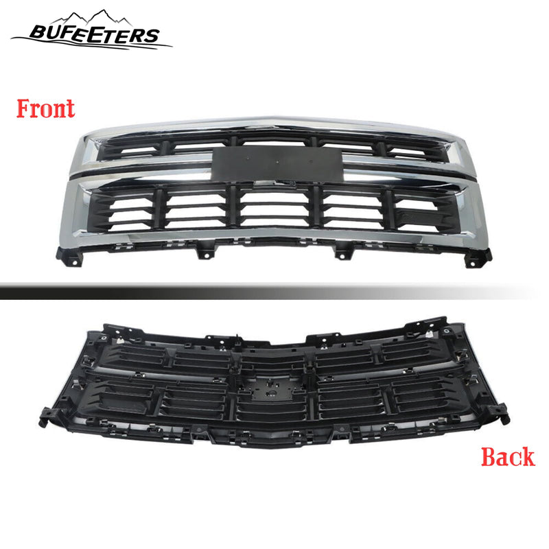 BUFEETERS Front Bumper Upper Grille Fit For 2014 2015 Chevy Silverado 1500,Factory Style,Black Grille with Chrome Surround