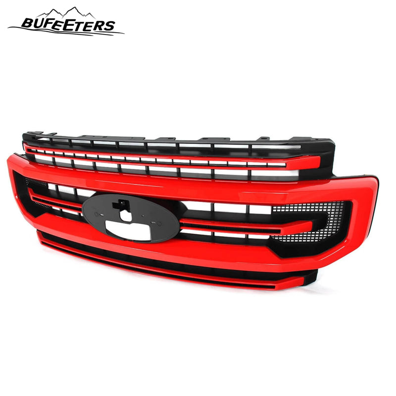 BUFEETERS Front Bumper Upper Grille Fit For 2020 2021 2022 F-250 F-350 F-450 F-550 Super Duty,Platinum Style,PQ-Race Red&Matte Black