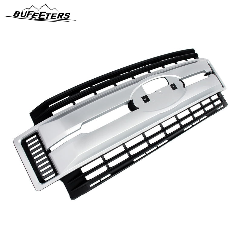 BUFEETERS Front Bumper Upper Grille Fit For 2017 2018 2019 F-250 F-350 Super Duty,XL Style,UX Ingot Silver&Matte Black
