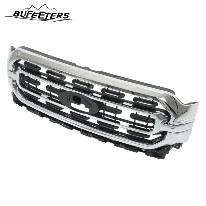 BUFEETERS Front Bumper Upper Grille Fit For 2021 2022 Ford F150 XLT,Horizontal Billet Style,Chrome&Black