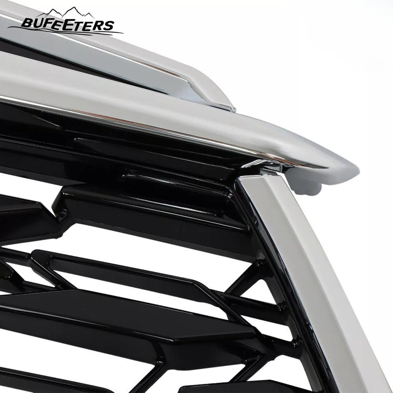 BUFEETERS Front Bumper Upper Grille w/Camera Hole Position Fit For 2020 2021 2022 Toyota Highlander,Mesh Style,Chrome&Black