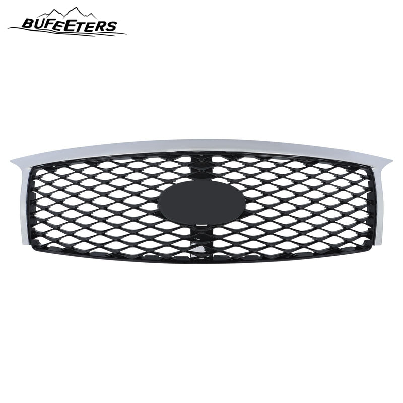 BUFEETERS  Front Bumper Upper Grille W/ Bumper Lower Trim Fit For 2015 2016 2017 INFINITI QX80,Factory Style,Chrome&Black