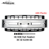 BUFEETERS Front Bumper Upper Grille Fit For 2017 2018 2019 F-250 F-350 Super Duty,XL Style,UX Ingot Silver&Matte Black