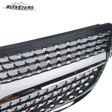 BUFEETERS  Front Bumper Upper Grille W/o Camera Hole Fit For 2014 2015 2016 2017 Mercedes Benz W207 E-CLASS Coupe Facelift,Diamond Style,Silver