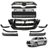 BUFEETERS  10PCS Front Bumper+Grille Assembly+Strip Trim Set Fit For 2014 2015 2016 2017 2018 2019 Toyota 4Runner Limited,Factory Style,Black