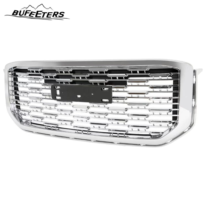 BUFEETERS   Front Upper Grille Mesh Grill Fit For 2015 2016 2017 2018 2019 2020 GMC Yukon/ Yukon XL,Denali Style,Chrome&Silver