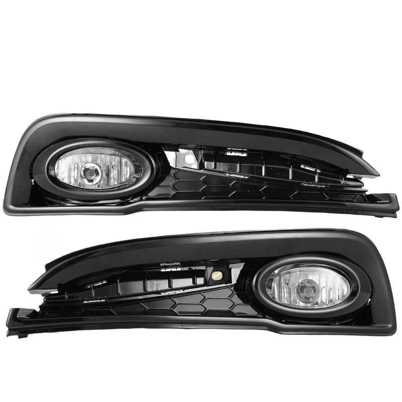 BUFEETERS  5PCS Front Lower Grille & Fog Light Assembly Fit For 2013 2014 2015 Honda Civic Sedan,Mesh Style,Black