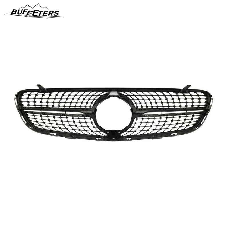 BUFEETERS  Front Bumper Upper Grille Fit For 2016 2017 2018 2019 Mercedes Benz X253 GLC250 GLC300 GLC350,Diamond Style,Chrome&Black