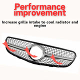 BUFEETERS Chrome Diamond Front Grille Fit For 2015-2019 Mercedes Benz X253 GLC300 GLC43