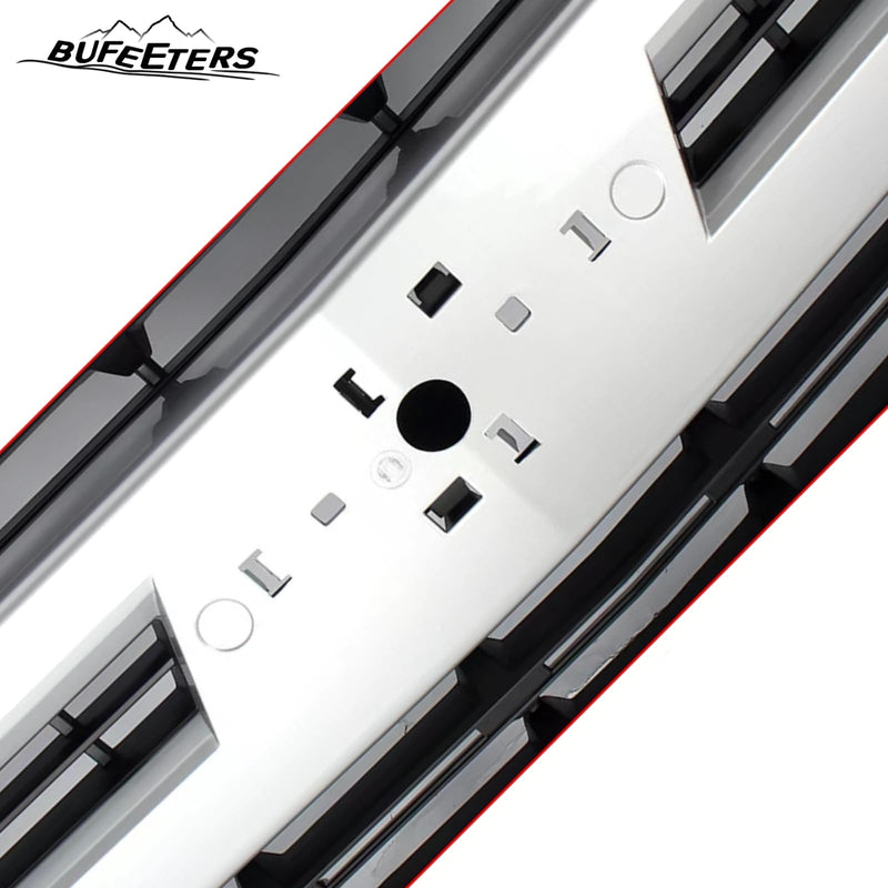 BUFEETERS Front Bumper Upper Grille Fit For 2019 2020 2021 Chevy Silverado 1500,Factory Style,WA636R Silver lce Metallic&Matte Black