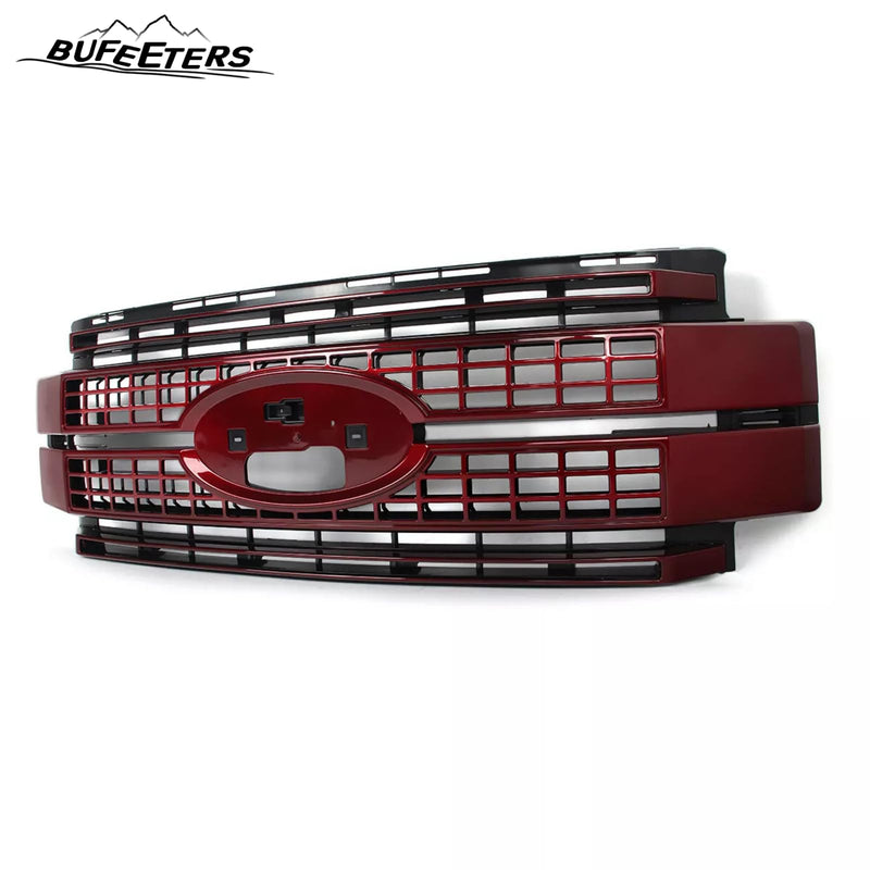 BUFEETERS Front Bumper Upper Grille Fit For 2017 2018 2019 F-250 F-350 F-450 F-550 Super Duty,Platinum Style,RR Ruby Red&Matte Black