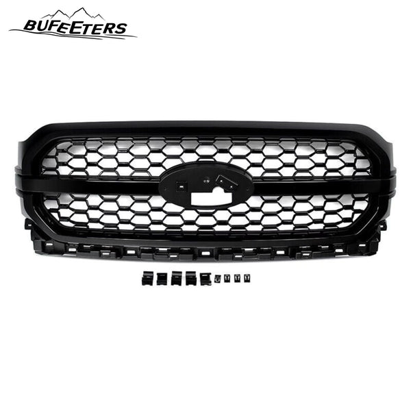 BUFEETERS  Front Bumper Upper Grille Assembly Fit For 2021 2022 2023 Ford F-150 F150,Platinum Style,Gloss Black   
 