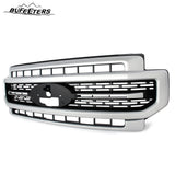 BUFEETERS Front Bumper Upper Grille Fit For 2020 2021 2022 F-250 F-350 F-450 F-550 Super Duty,Lariat Sport Style,UX Ingot Silver&Matte Black