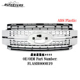 BUFEETERS Front Bumper Upper Grille W/o Camera Hole Fit For 2017 2018 2019 F-250 F-350 F-450 F-550 Super Duty,Platinum Style,Ingot Silver&Black