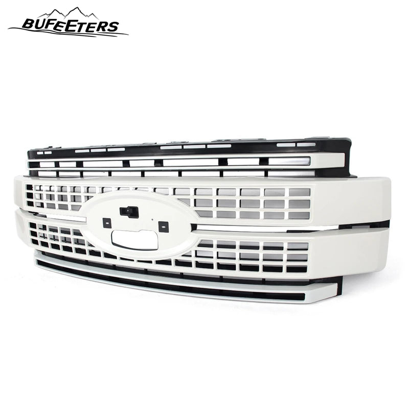 BUFEETERS Front Bumper Upper Grille Fit For 2017 2018 2019 F-250 F-350 F-450 F-550 Super Duty,Platinum Style,White Platinum&Matte Black