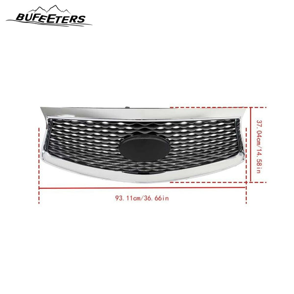 BUFEETERS  Front Bumper Upper Grille With Camera Hole Fit For 2016 2017 2018 2019 2020 Infiniti QX60,Mesh Style,Chrome&Black
