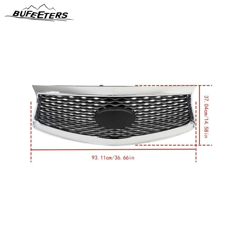 BUFEETERS  Front Bumper Upper Grille With Camera Hole Fit For 2016 2017 2018 2019 2020 Infiniti QX60,Mesh Style,Chrome&Black