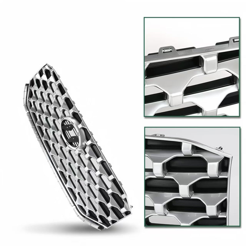 BUFEETERS   Front Bumper Upper Grille Fit For 2021 2022 2023 Hyundai Santa Fe,Honeycomb Mesh Style,Black&Chrome
