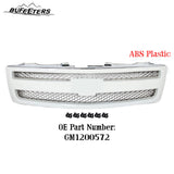 BUFEETERS Front Bumper Upper Grille Fit For 2007 2008 2009 2010 2011 2012 2013 Chevy Silverado 1500,Mesh Insert Style,Summit White Shell&Chrome