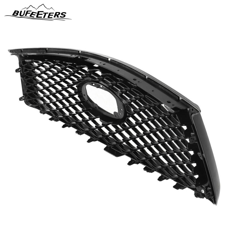 BUFEETERS  Front Upper Grille  W/Camera Hole  Fit For 2019 2020 2021 2022 2023 INFINITI QX50,Gloss Black