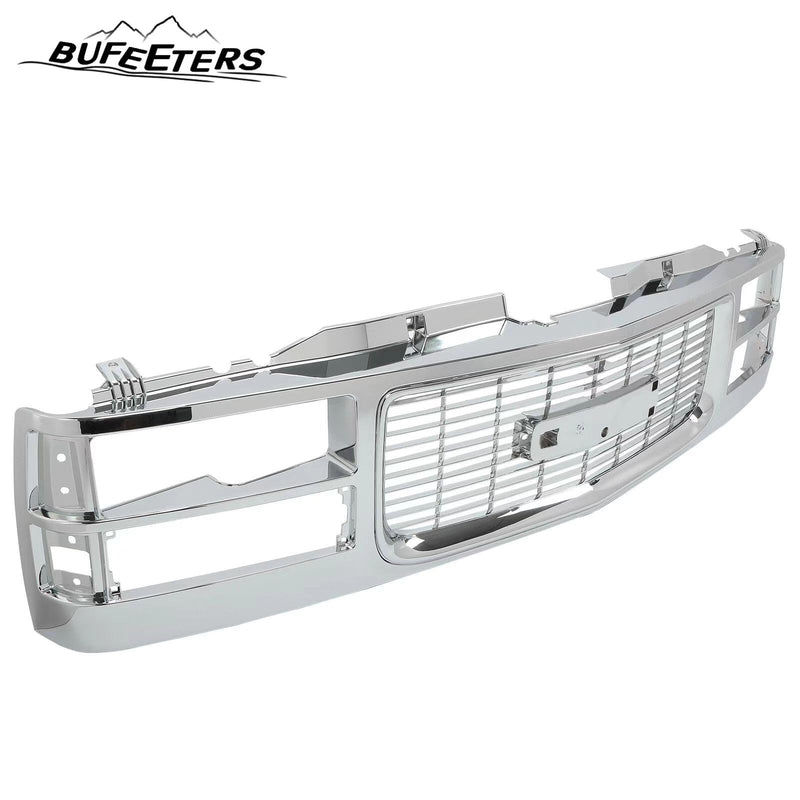 BUFEETERS   Front Bumper Upper Chrome Grille Assembly Fit For GMC C/K 1500 2500 3500 1994 1995 1996 1997 1998 1999 2000 Yukon,Chrome&Silver