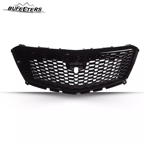 BUFEETERS   Front Bumper Upper Grille W/Camera Hole Fit For 2017 2018 2019 2020 2021 Cadillac XT5,Diamond Style,Gloss Black