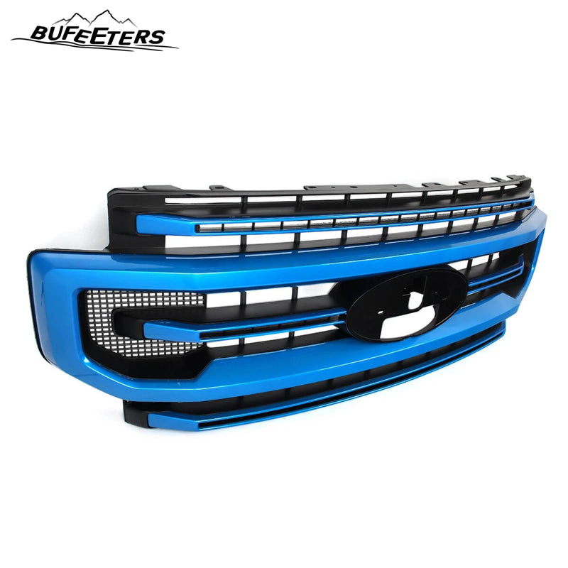 BUFEETERS Front Bumper Upper Grille Fit For 2020 2021 2022 F-250 F-350 F-450 F-550 Super Duty,Platinum Style,E7-Velocity Blue&Matte Black