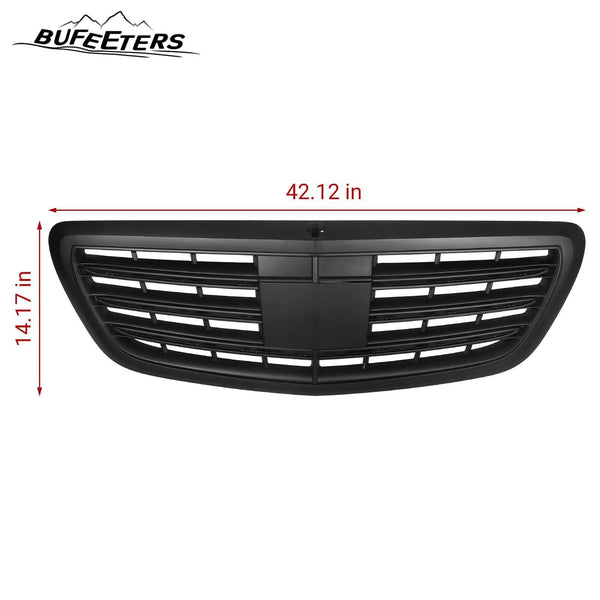 BUFEETERS Front Bumper Upper Grille Fit For 2013 2014 2015 2016 2017 2018 2019 2020 Mercedes Benz W222 S CLASS,Matte Black