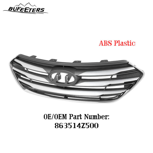 BUFEETERS    Front Bumper Upper Grille Assembly W/o Camera Hole Fit For 2017 2018 Hyundai Santa Fe Sport,Factory Style,Painted Gray Shell and Insert