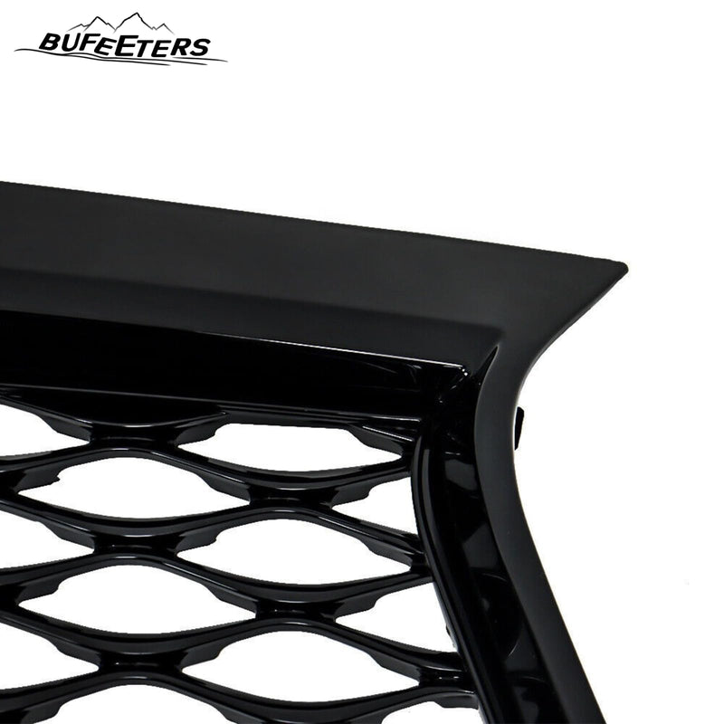 BUFEETERS  Front Bumper Upper Grille With Camera Option Fit For 2016 2017 2018 2019 2020 INFINITI QX60,Mesh Style,Gloss Black