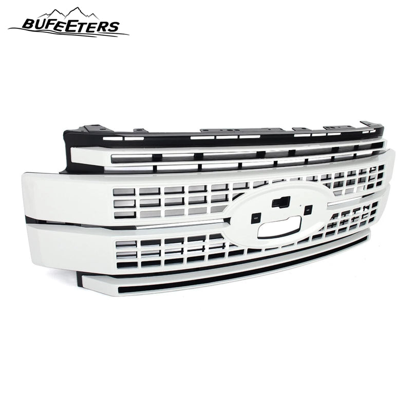 BUFEETERS Front Bumper Upper Grille Fit For 2017 2018 2019 F-250 F-350 F-450 F-550 Super Duty,Platinum Style,Oxford White&Matte Black
