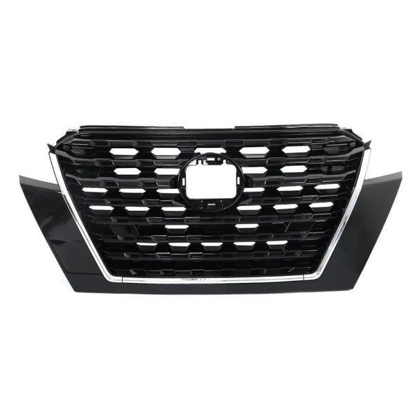 BUFEETERS   Front Bumper Upper Grille Assembly Fit For 2021 2022 2023 Nissan Kicks,Black&Chrome