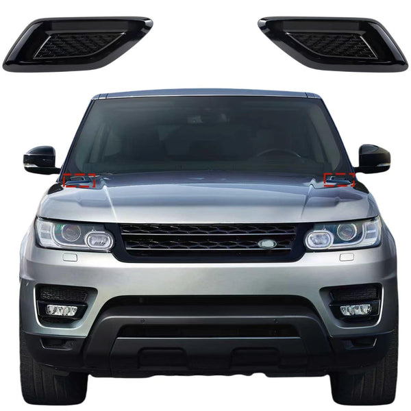 BUFEETERS 2PCS Front Hood Vent Air Grille Cover Fit For Range Rover Sport 2014 2015 2016 2017,Gloss Black