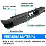 BUFEETERS Rear Step Bumper Assembly Fit For Chevy Silverado 1500 GMC Sierra 2014 2015 2016 2017 2018,Black
