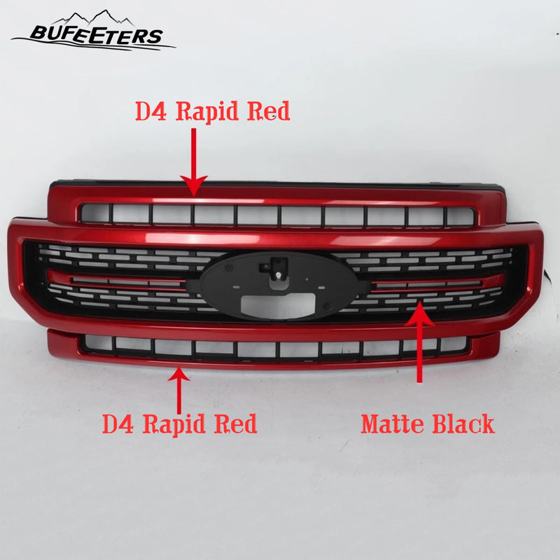 BUFEETERS Front Bumper Upper Grille Fit For 2020 2021 2022 F-250 F-350 F-450 F-550 Super Duty,Lariat Sport Style,D4 Rapid Red&Matte Black