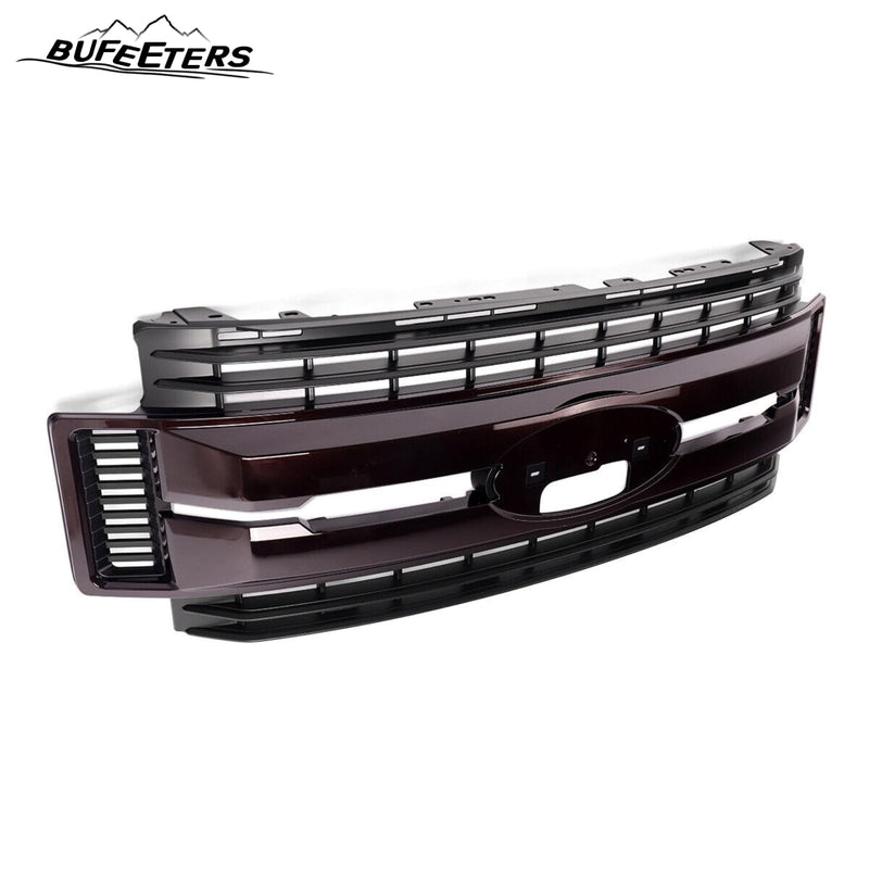 BUFEETERS Front Bumper Upper Grille Fit For 2017 2018 2019 F-250 F-350 F-450 F-550 Super Duty,XL Style,Magma Red&Matte Black
