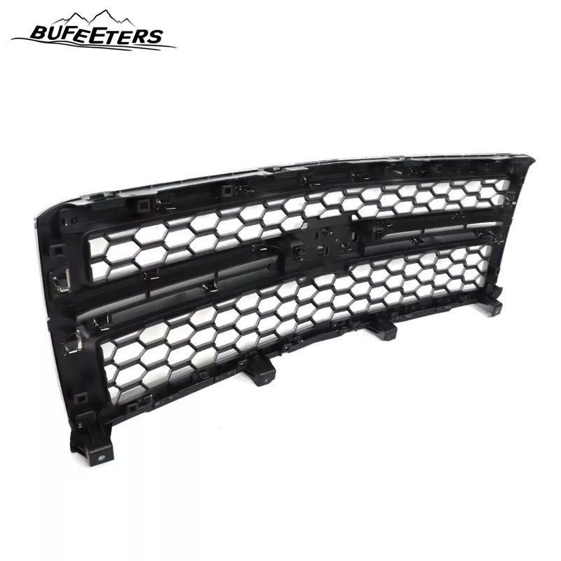 BUFEETERS Front Bumper Upper Grille Fit For 2014 2015 Chevy Silverado 1500,Honeycomb Style,Chrome&Silver