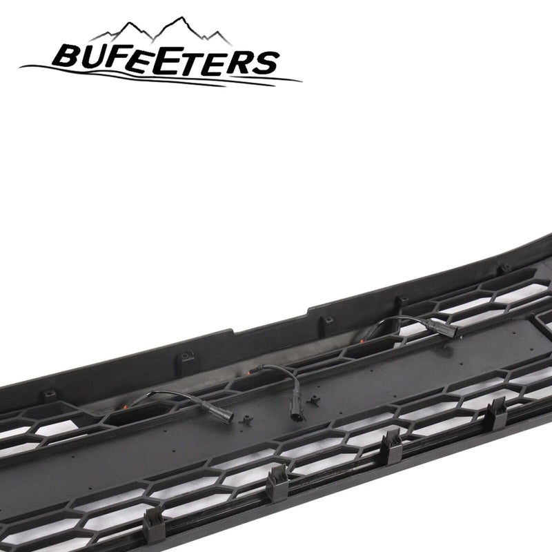 BUFEETERS  Front Bumper Upper Grille Fit For 2021 2022 2023 Ford Bronco,Raptr Style,Matte Black,Lights Amber