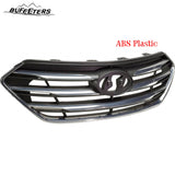 BUFEETERS    Front Bumper Grille W/o Camera Hole Fit For 2017 2018 Hyundai Santa Fe Sport,Horizontal Billet Style,Chrome&Gray