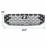 BUFEETERS   Front Bumper Upper Grille Fit For 2021 2022 2023 Hyundai Santa Fe,Honeycomb Mesh Style,Black&Chrome