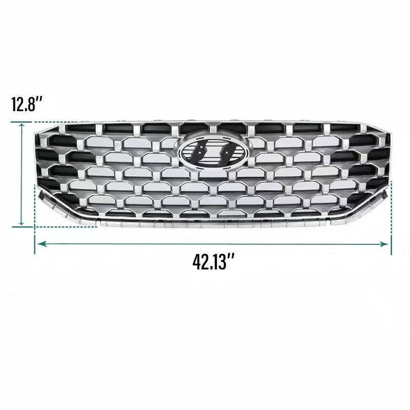 BUFEETERS   Front Bumper Upper Grille Fit For 2021 2022 2023 Hyundai Santa Fe,Honeycomb Mesh Style,Black&Chrome