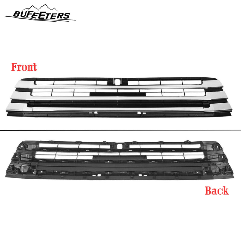 BUFEETERS Front Bumper Upper + Lower Grille w/Camera Hole Fit For 2017 2018 2019 Toyota Highlander,Factory Style,Chrome&Black