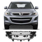 BUFEETERS  Front Bumper Lower Grille with Chrome Surround Center Molding Fit For 2010 2011 2012 Mazda CX-9,Black+Dark Gray+Chrome