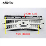BUFEETERS Front Bumper Upper Grille Fit For 2017 2018 2019 F-250 F-350 F-450 F-550 Super Duty,Platinum Style,White Platinum&Matte Black