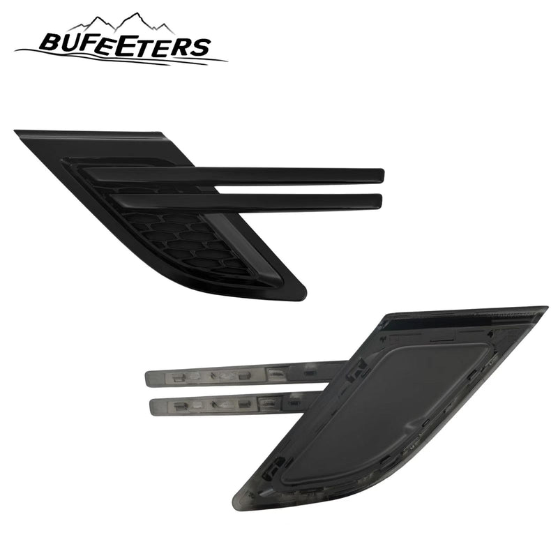 BUFEETERS  Front Grille Air Side Vent Set Fit For 2014 2015 2016 2017 Range Rover Sport,Mesh Style,Gloss Black